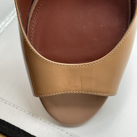 Cole Haan Shoes Heels Womens 8B Nude Tan Patent Leather Slingback Peep Toe - Picture 14 of 15